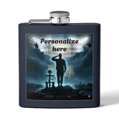 Personalized Military Memorial Flask — 6oz Stainless Steel Veteran Salute