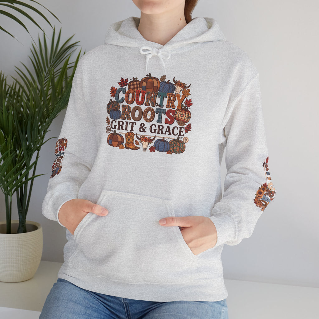 Country Roots Hoodie — "Grit & Grace" Floral Western Sweatshirt