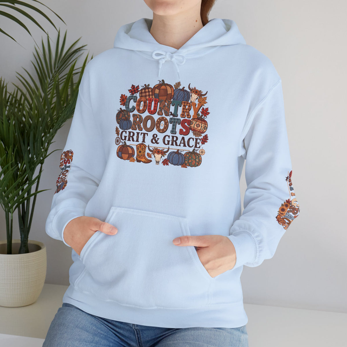 Country Roots Hoodie — "Grit & Grace" Floral Western Sweatshirt