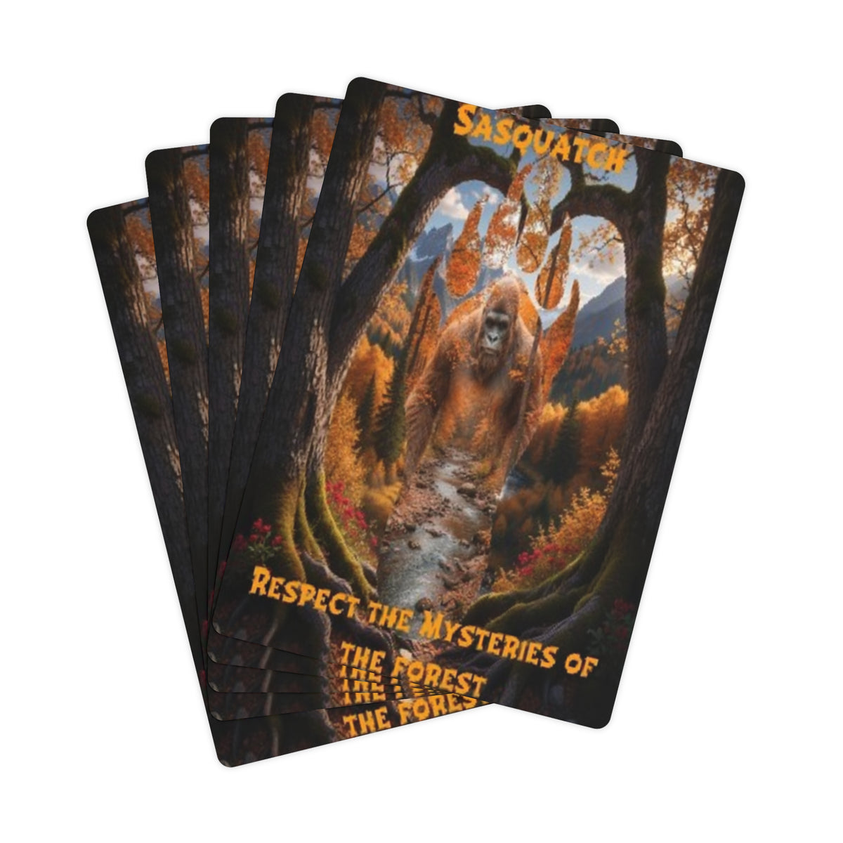 Sasquatch/Bigfoot Fall Poker Cards "Respect the Mysteries of the Forest"