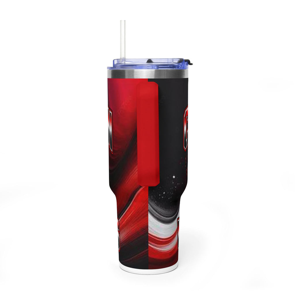 Warrior Mascot 40oz Vacuum Tumbler – Carrrollton Team Insulated Drinkware Different Colored Handles