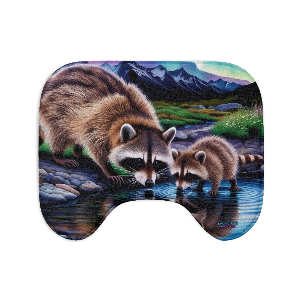 Raccoon Family Bath Mat Set – 3-Piece Bathroom Rug with Nature Reflection Design