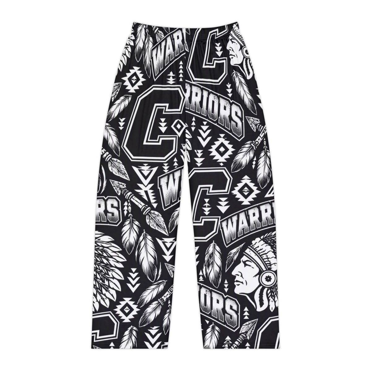 Carrollton Warriors Pattern Women's Pajama Pants — Black & White Native-Inspired All-Over Print