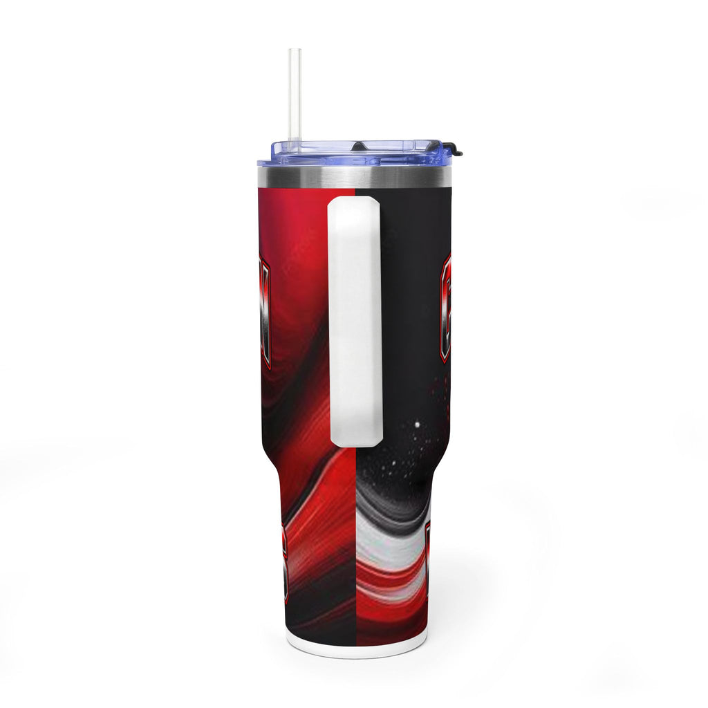 Warrior Mascot 40oz Vacuum Tumbler – Carrrollton Team Insulated Drinkware Different Colored Handles