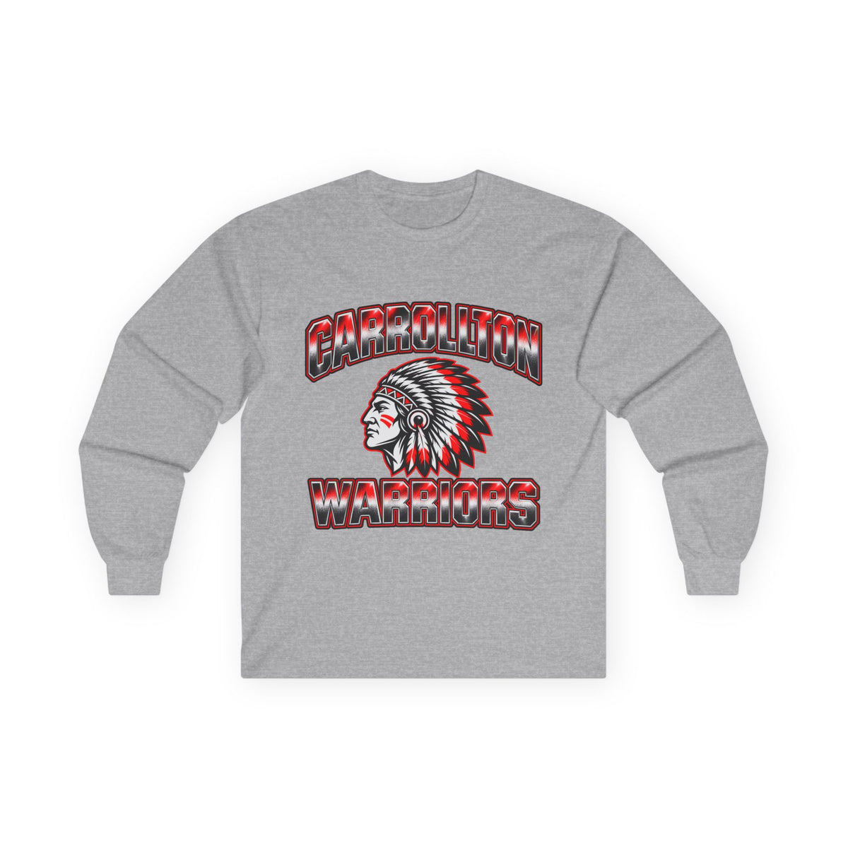 Women's Long Sleeve Tee — Carrollton Warriors Tribal Mascot School Spirit Shirt