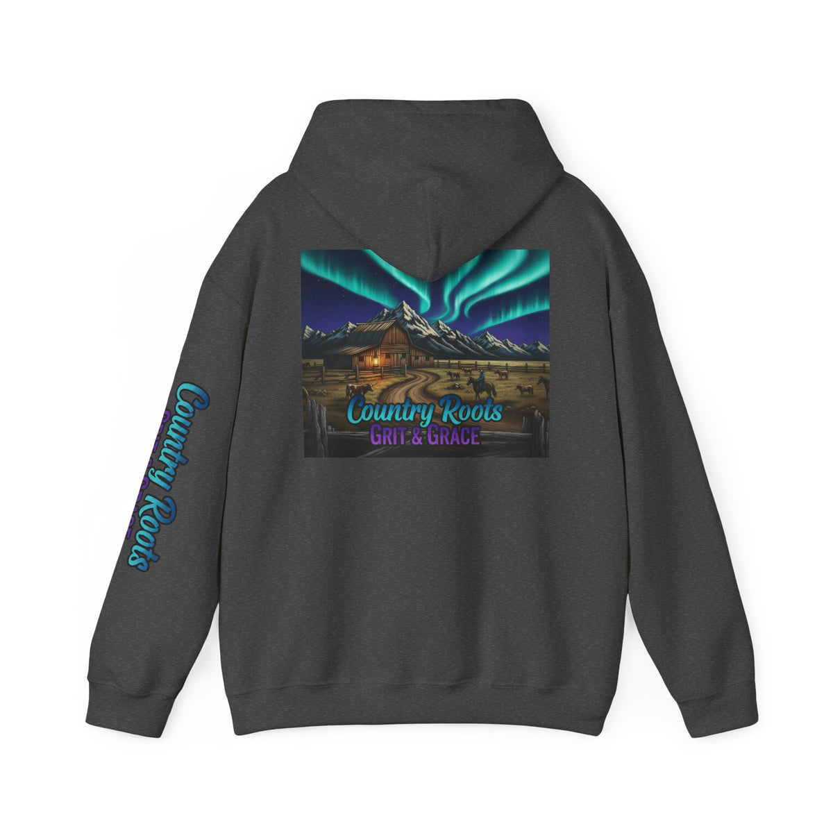 Country Roots Hoodie — Northern Lights Cabin Graphic Pullover