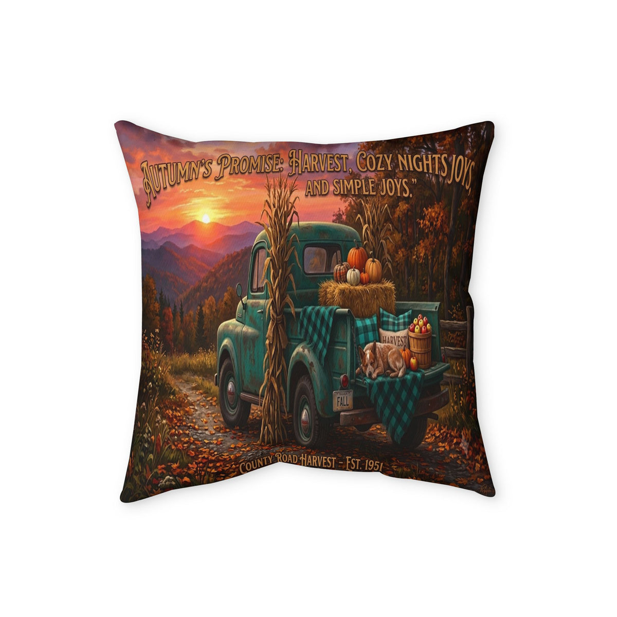 Autumn Harvest Truck Pillowcase – Cozy Fall Pumpkin Farmhouse Decor