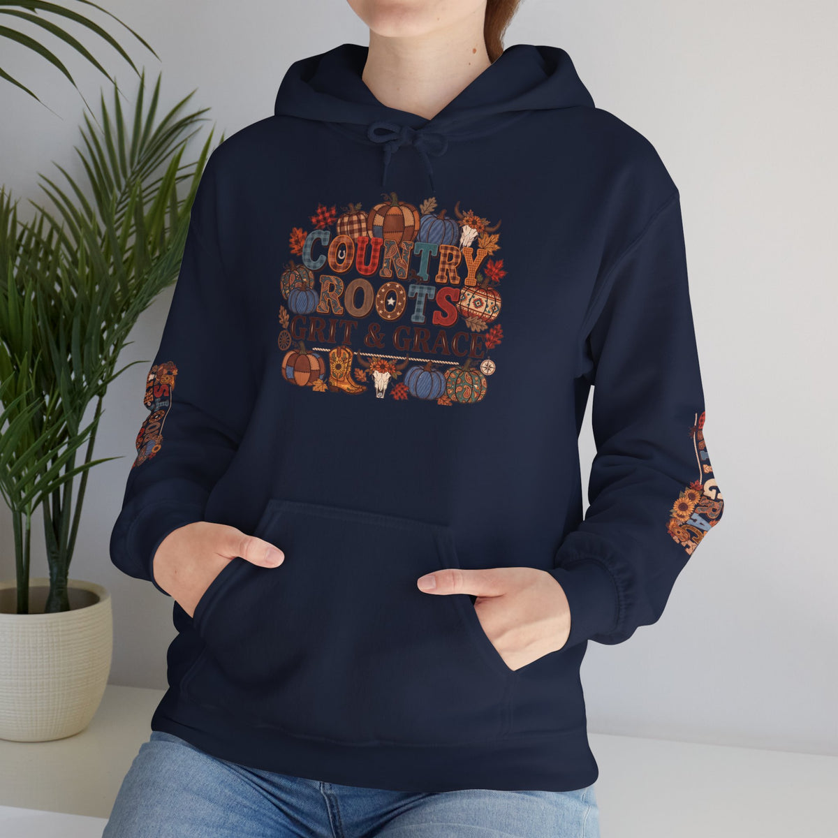 Country Roots Hoodie — "Grit & Grace" Floral Western Sweatshirt