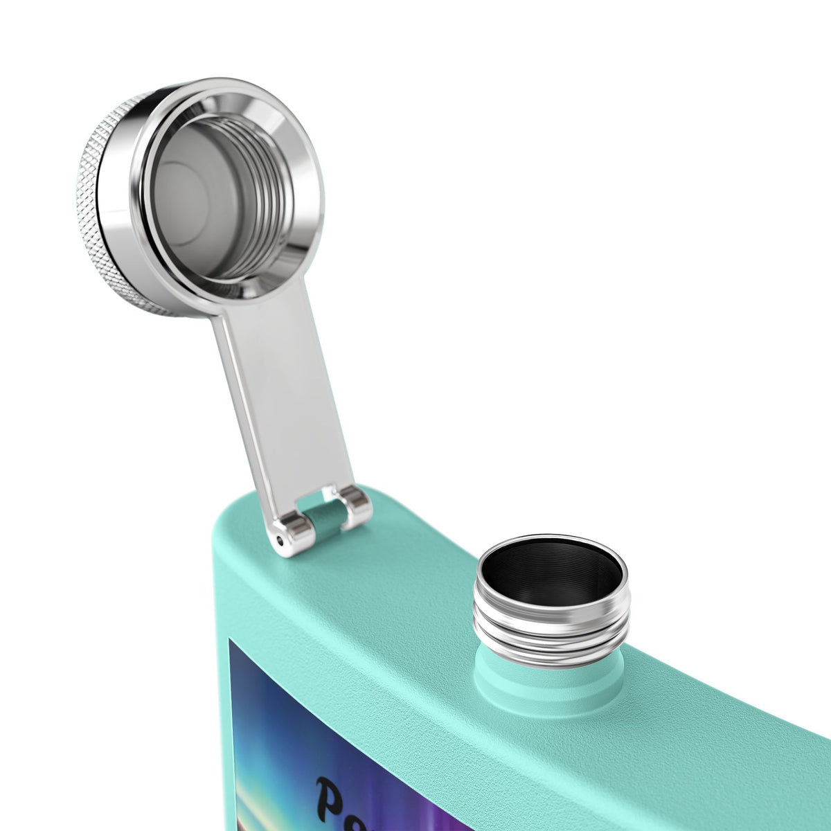 Personalized Northern Lights Bear Flask — 6oz Stainless Steel Hip Flask