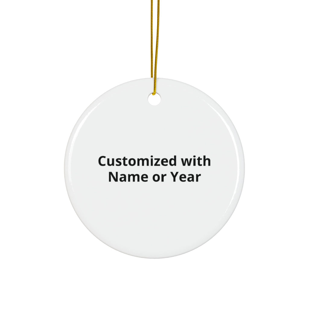 Round Ceramic Ornament — Snowy Cabin Winter Scene Holiday Decoration