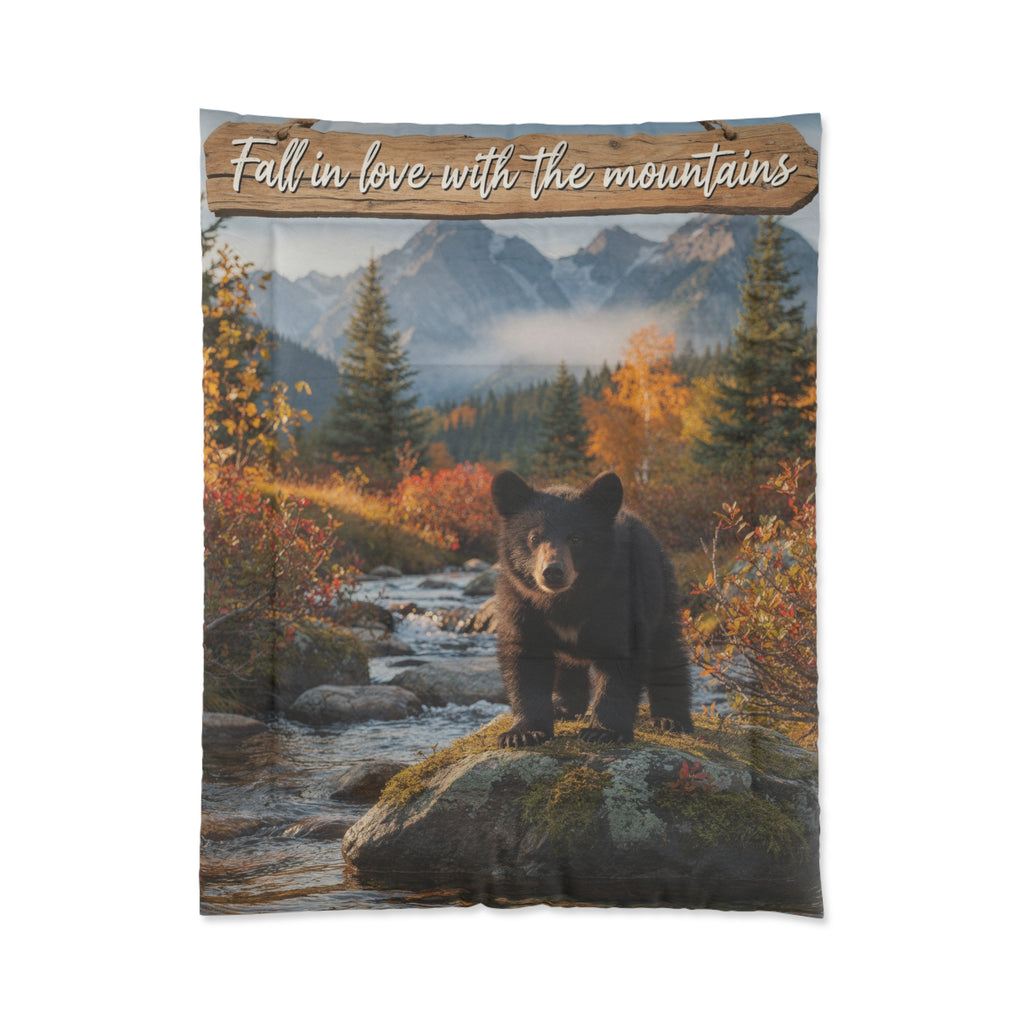 Bear in the Mountains Comforter — "Fall in love with the mountains" Scenic Wildlife Bedding
