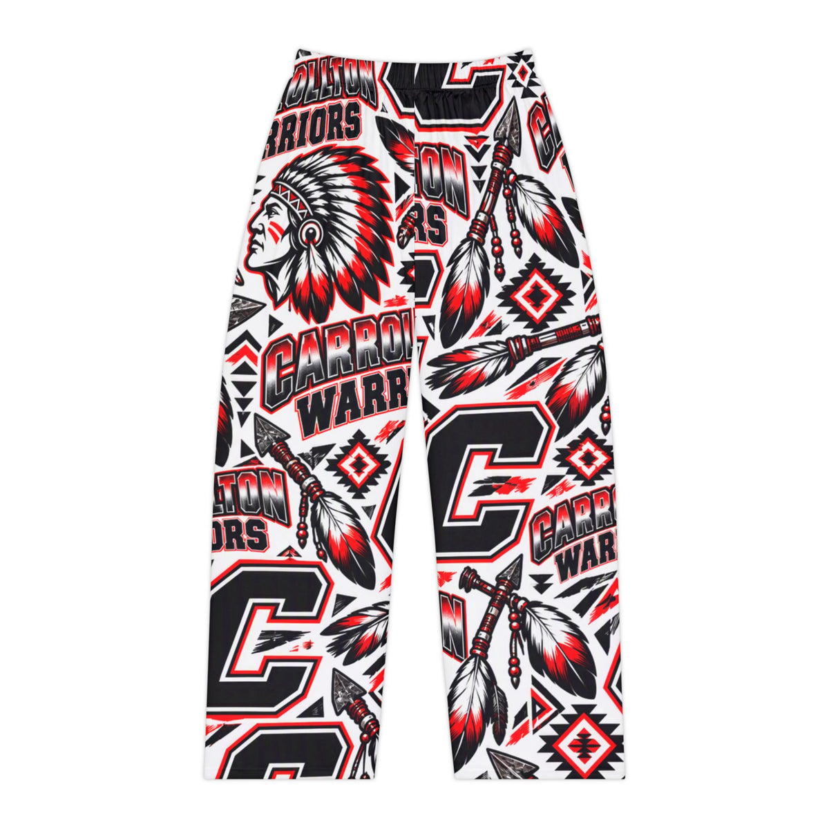 Women's Carrollton Warriors Pajama Pants-Red, White, Black