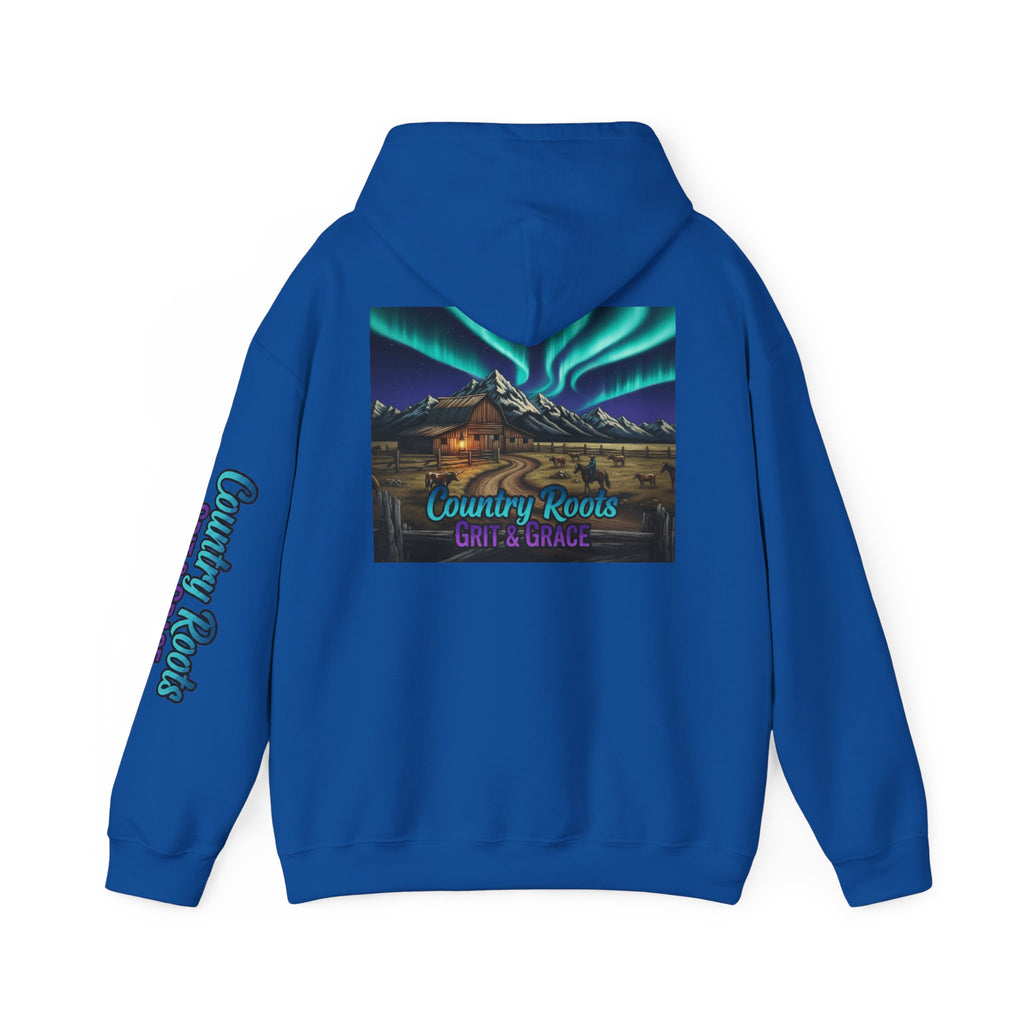 Country Roots Hoodie — Northern Lights Cabin Graphic Pullover