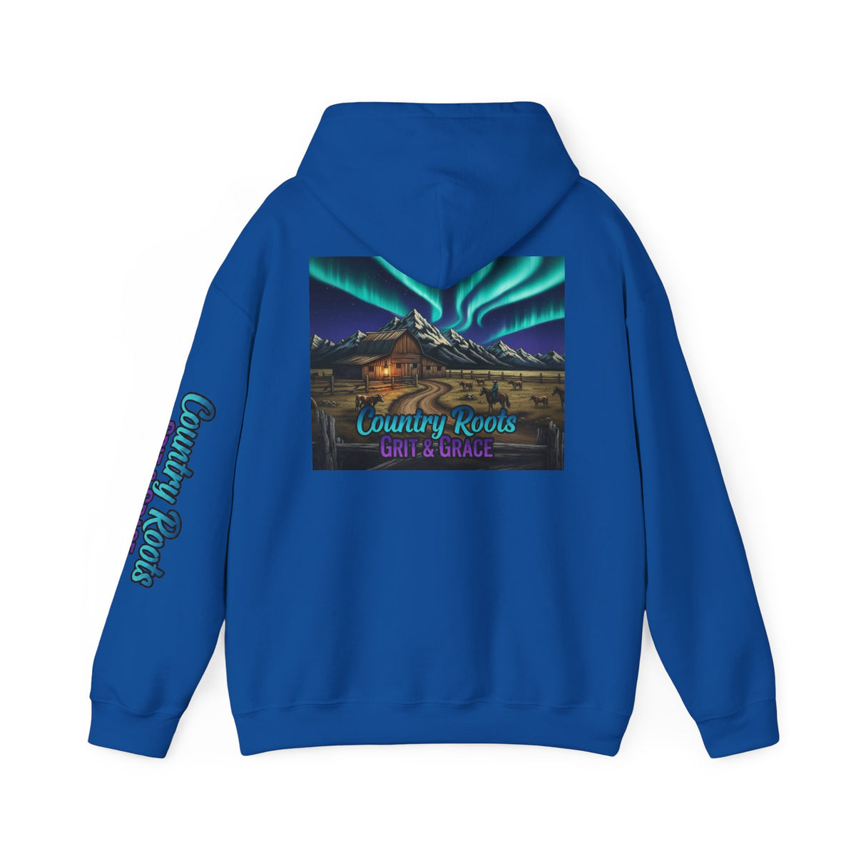 Country Roots Hoodie — Northern Lights Cabin Graphic Pullover