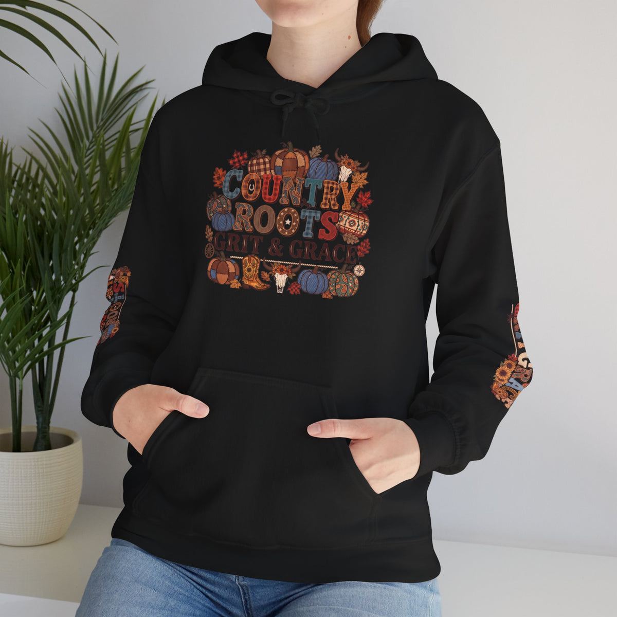 Country Roots Hoodie — "Grit & Grace" Floral Western Sweatshirt