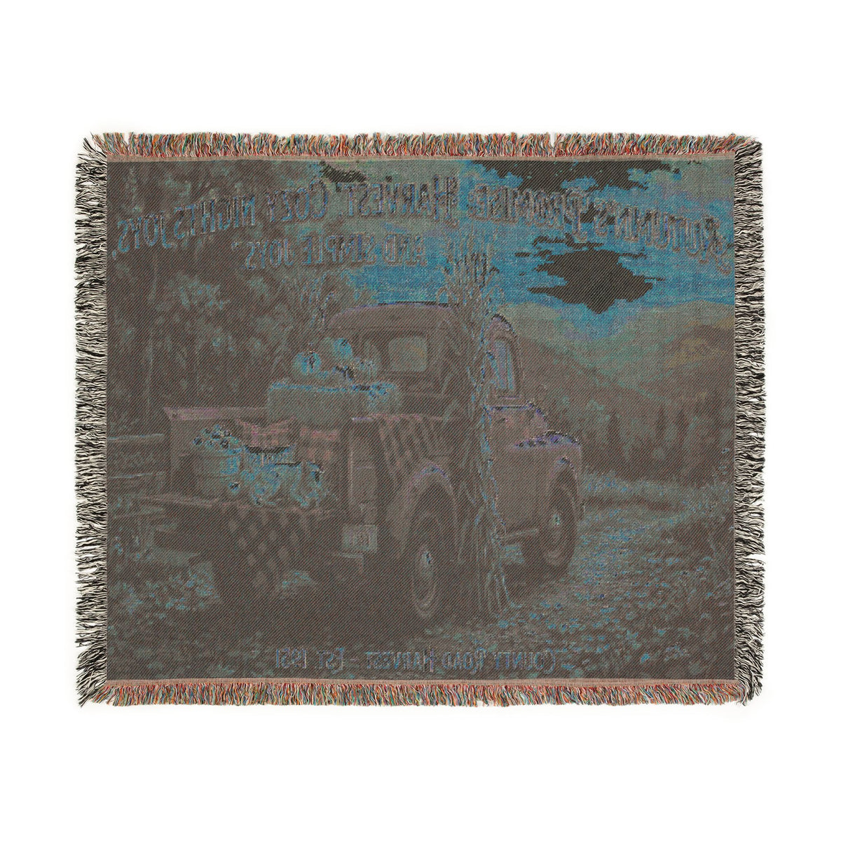 Vintage Truck Woven Blanket – Rustic Sunset Farmhouse Throw
