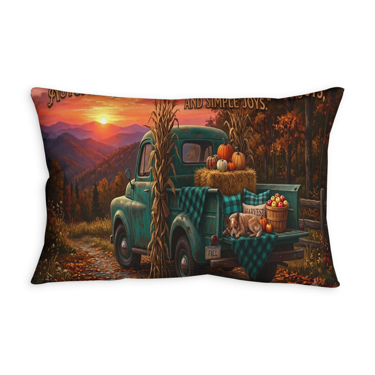 Autumn Harvest Truck Pillowcase – Cozy Fall Pumpkin Farmhouse Decor