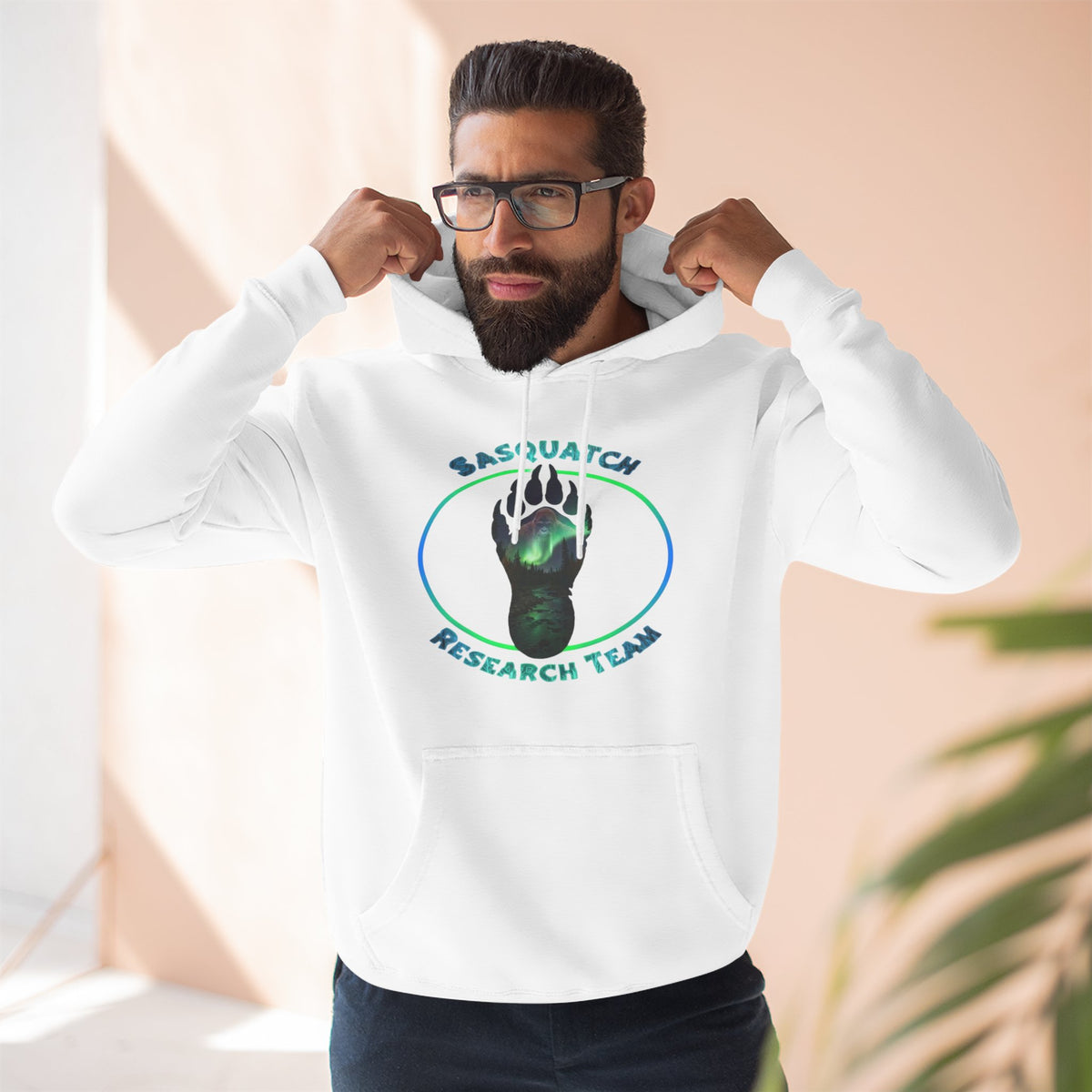 Sasquatch Research Team Hoodie — Cryptid Paw Logo Fleece Pullover