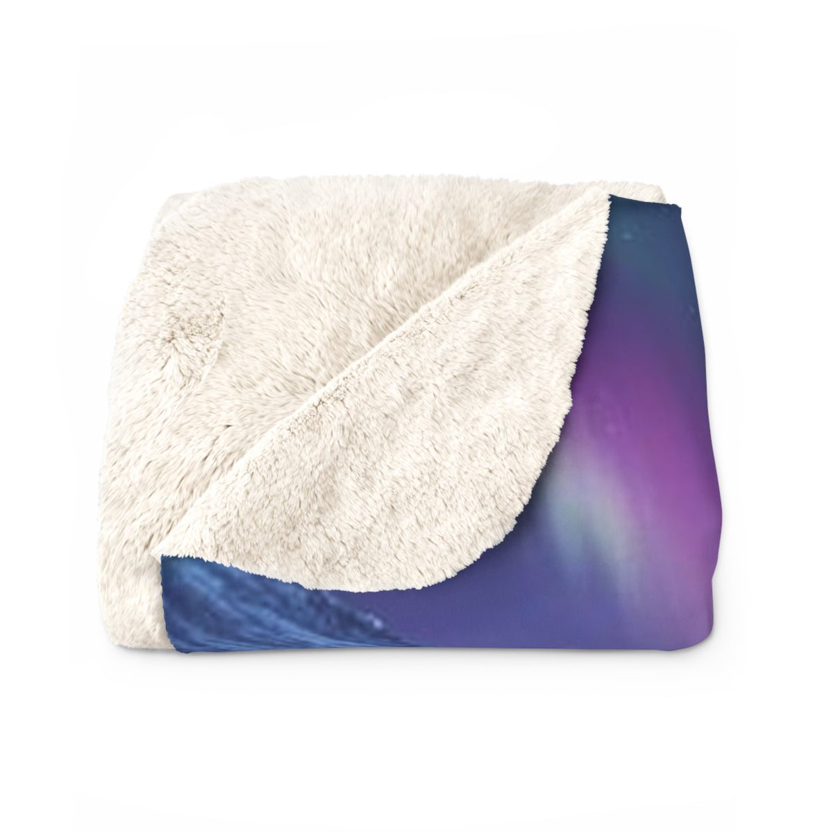 Aurora Wolf Sherpa Blanket — Cozy Northern Lights Fleece for Nature & Animal Lovers