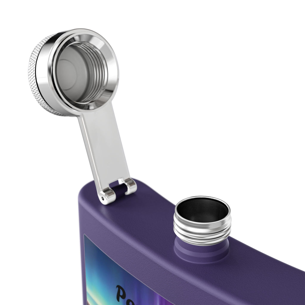 Personalized Northern Lights Bear Flask — 6oz Stainless Steel Hip Flask