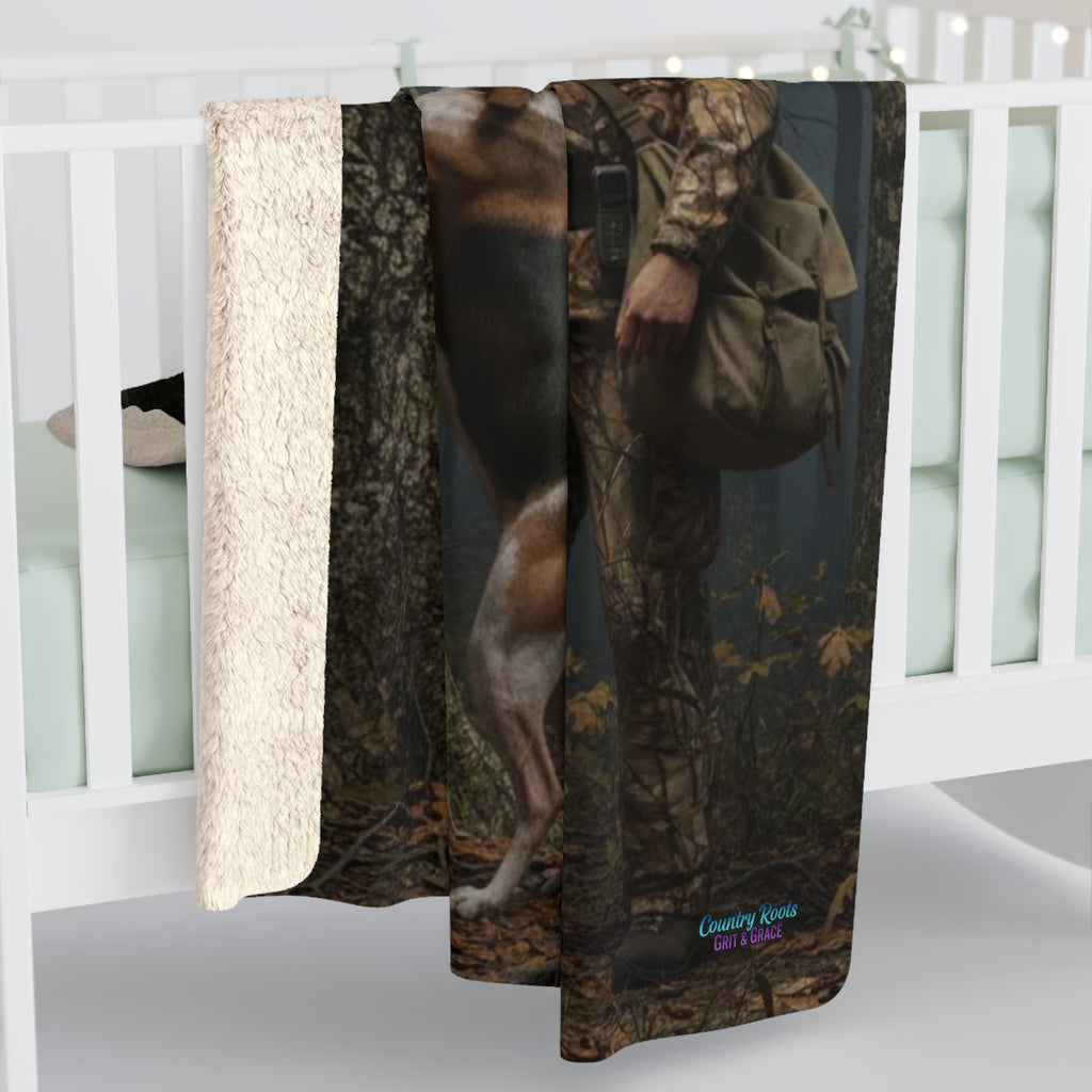 Hunter and Hound Sherpa Blanket — Camouflage Outdoorsman Throw