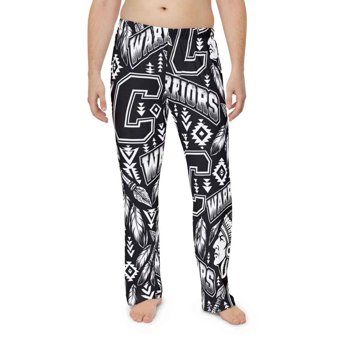Carrollton Warriors Spirit Black and White Pattern Pajama Pants-Men's
