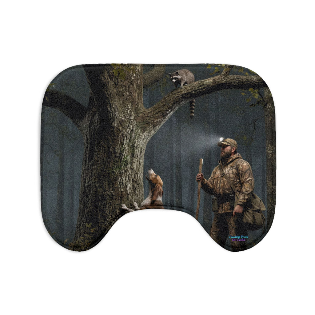 Cabin Hunter Bath Mat Set — Rustic Camouflage Hunting Scene 3-Piece Bathroom Rug