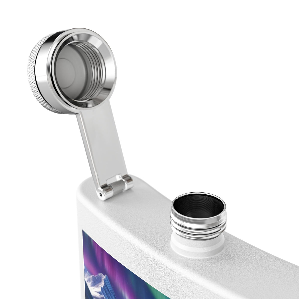 Wolf Family 6oz Stainless Steel Flask — Aurora Night Pocket Flask