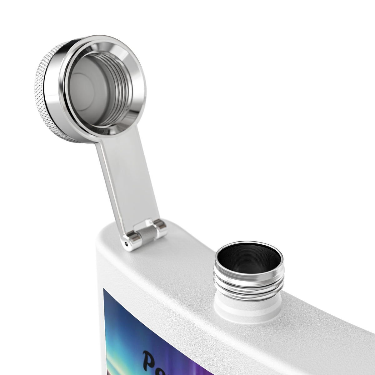 Personalized Northern Lights Bear Flask — 6oz Stainless Steel Hip Flask