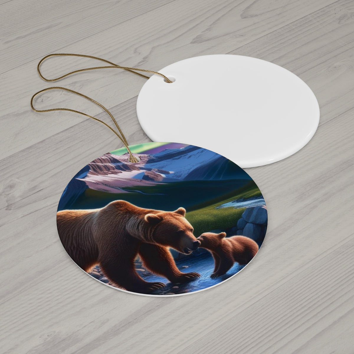 Bear Family Ceramic Ornament — Star-Shaped Keepsake Christmas Decoration