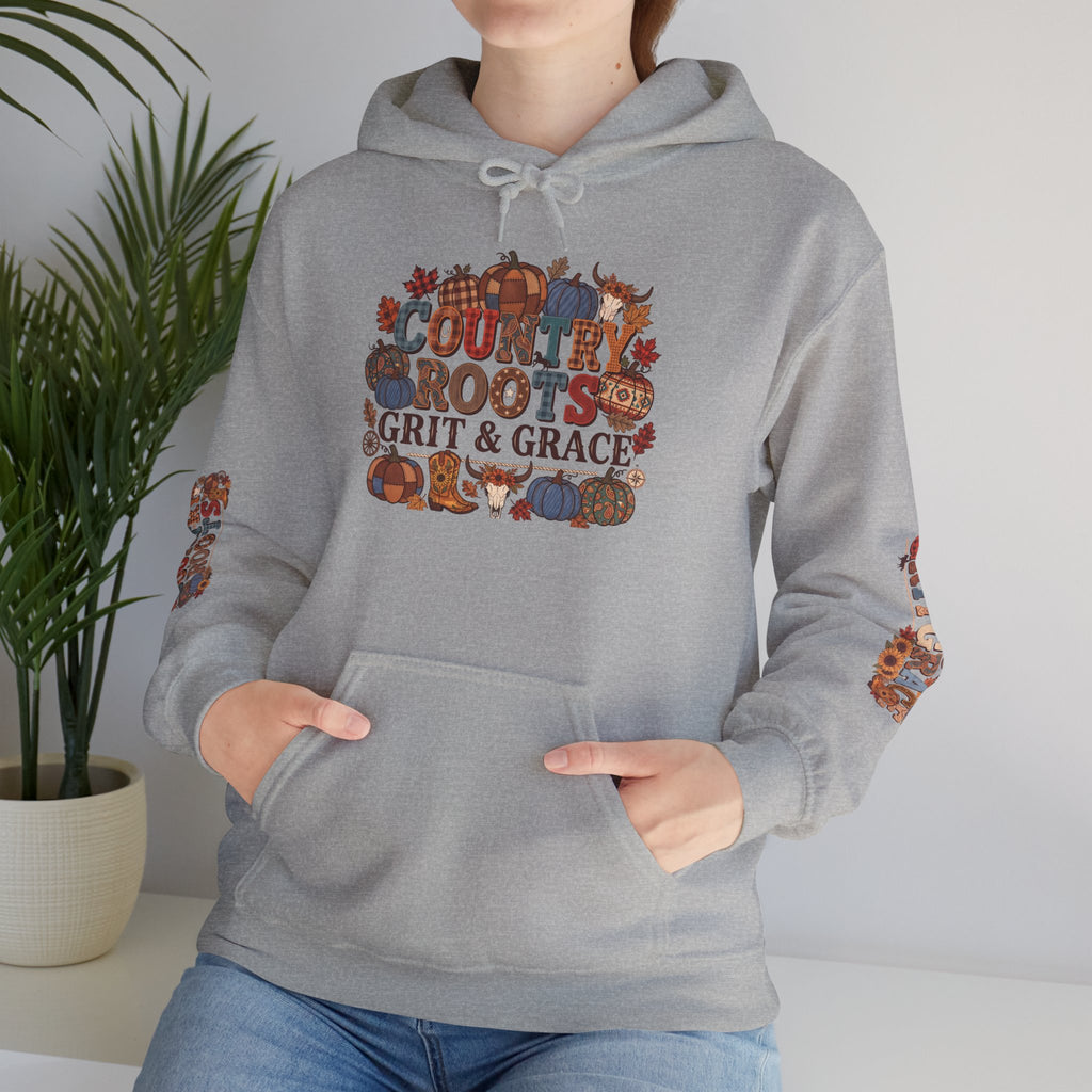 Country Roots Hoodie — "Grit & Grace" Floral Western Sweatshirt