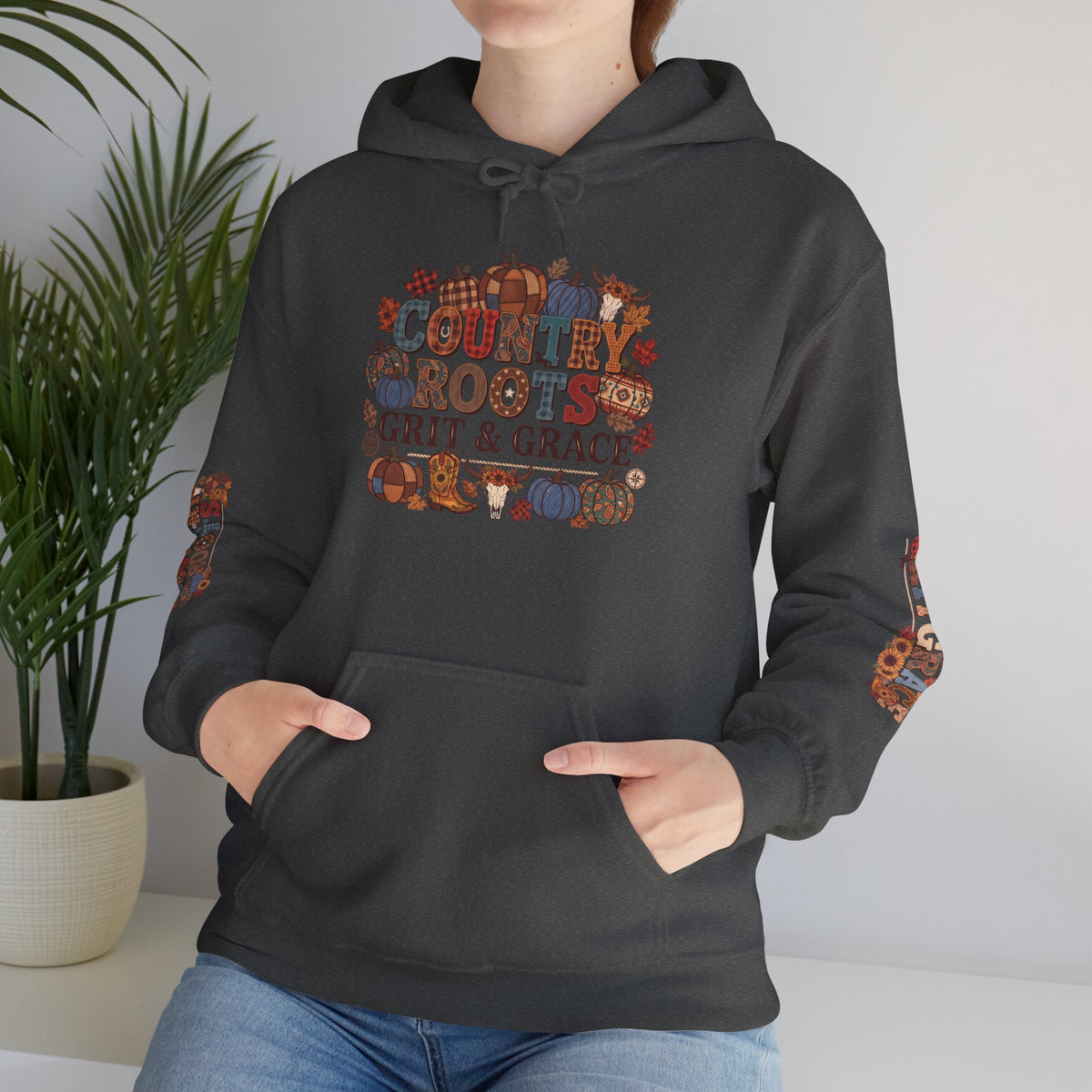 Country Roots Hoodie — "Grit & Grace" Floral Western Sweatshirt