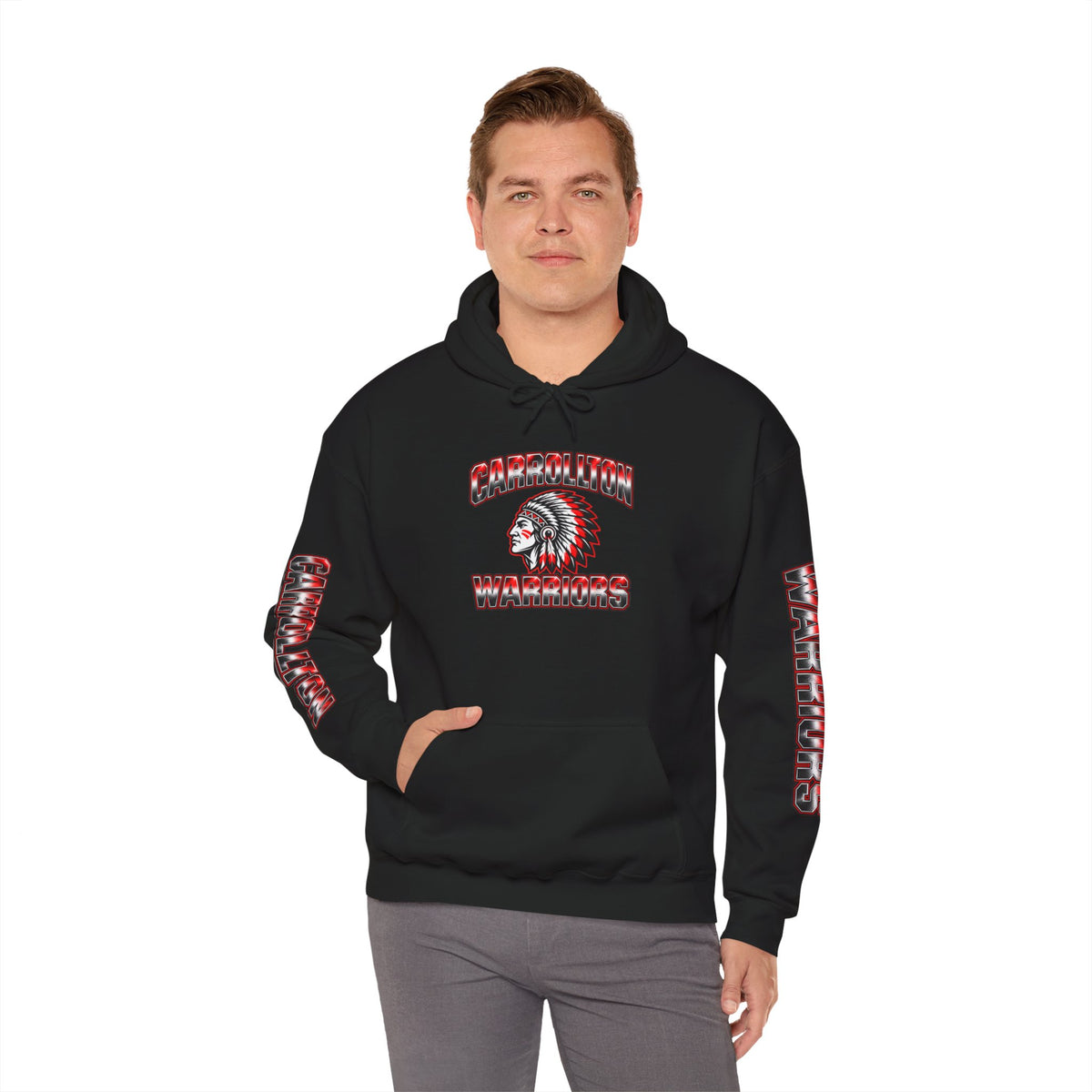 Hoodie — Embroidered Warriors Native Chief Logo Pullover