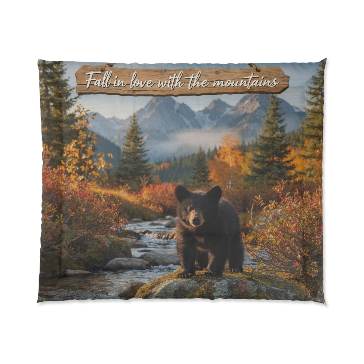 Bear in the Mountains Comforter — "Fall in love with the mountains" Scenic Wildlife Bedding