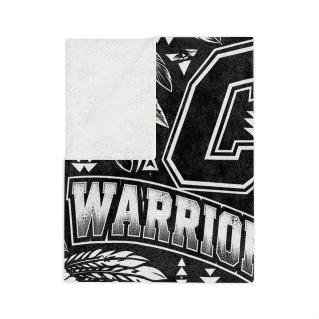 Warriors Native-Inspired Black and White Velveteen Microfiber Blanket