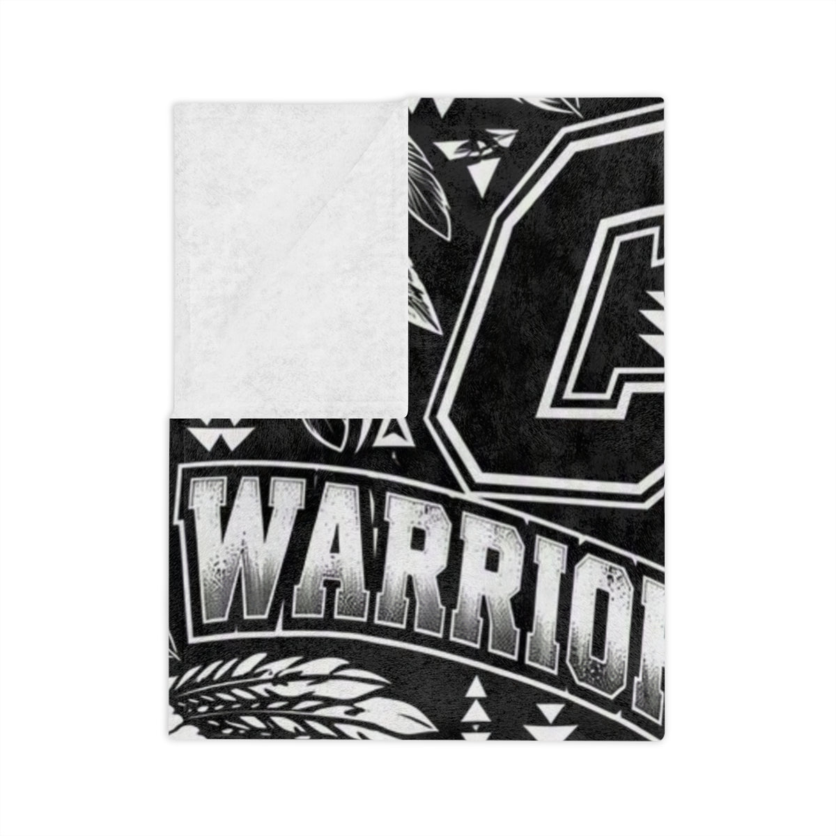 Warriors Native-Inspired Black and White Velveteen Microfiber Blanket