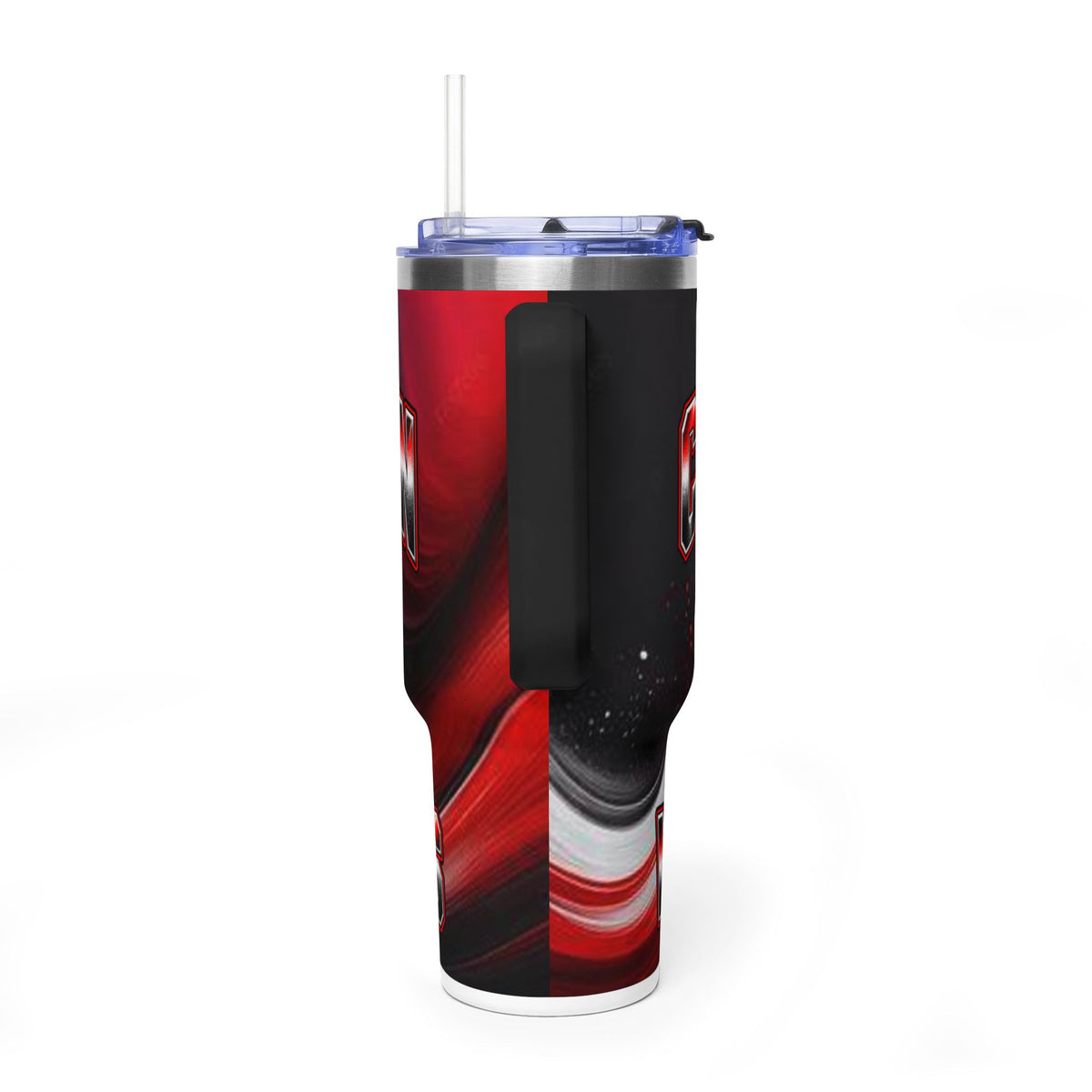 Warrior Mascot 40oz Vacuum Tumbler – Carrrollton Team Insulated Drinkware Different Colored Handles
