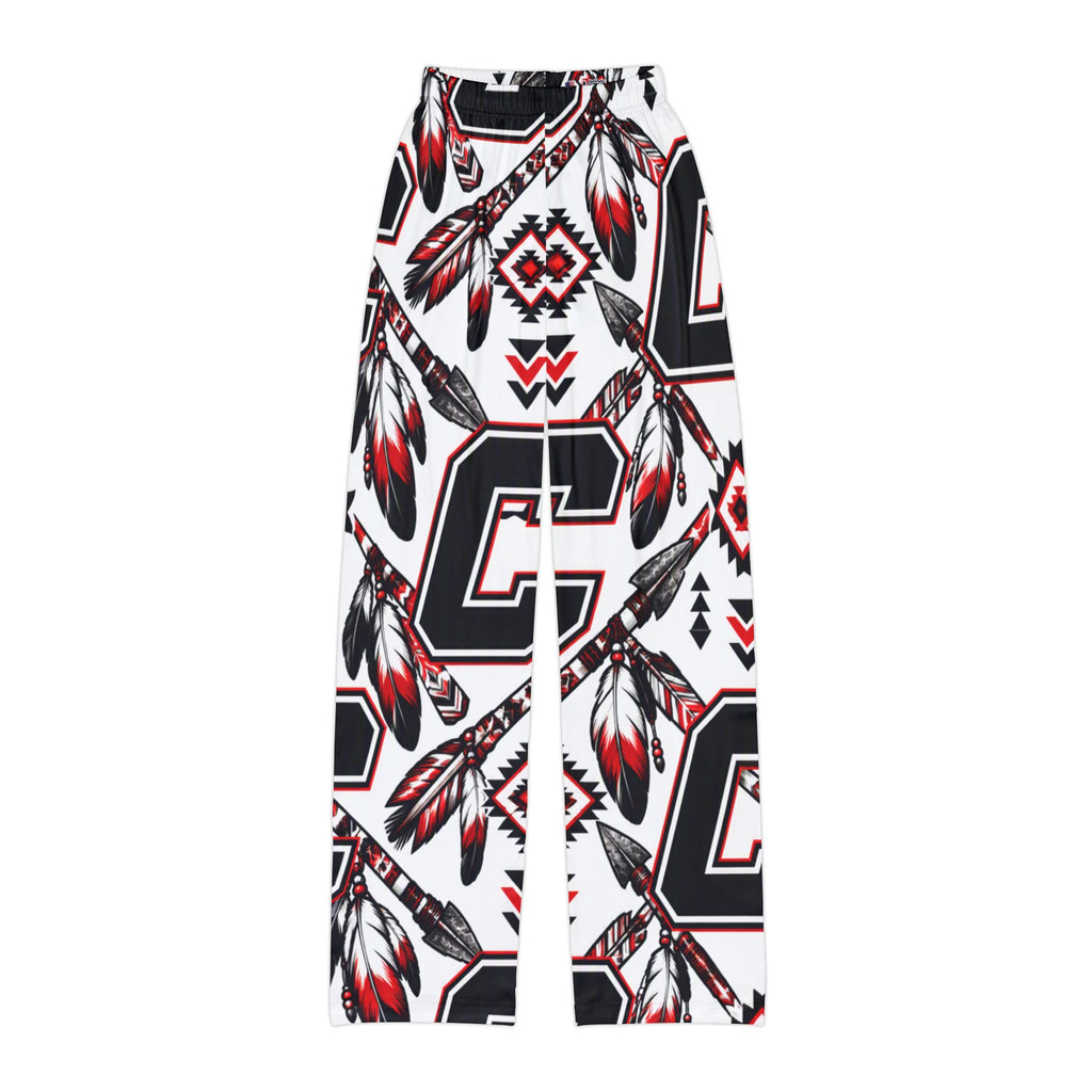 Kids Lounge Pants — Carrollton Warriors Red & Black Feather Tribal All-Over Print