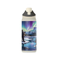 32oz Insulated Water Bottle — Northern Lights Bear Scene
